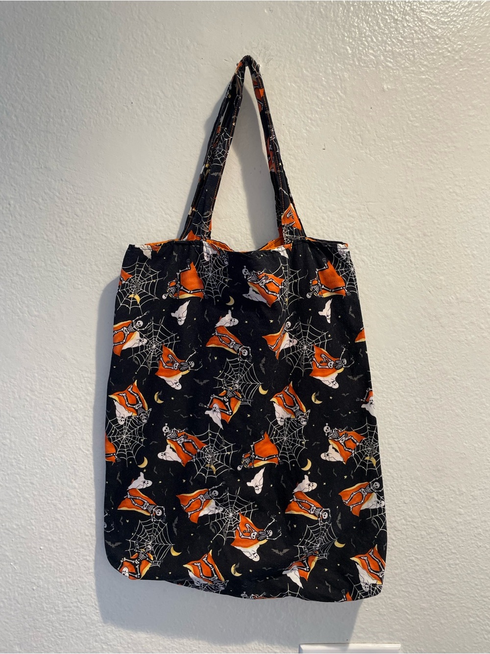 👻 Spooky Cute Halloween Cotton Tote Bag 🎃 Skeletons & Ghosts 🕸️